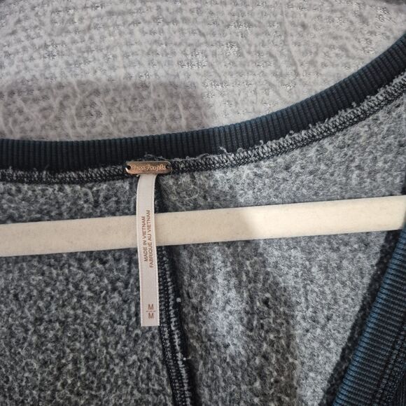 Free People Women's Cotton Long Sleeve V-Neck Westeros Distressed Sweatshirt M - Picture 2 of 7